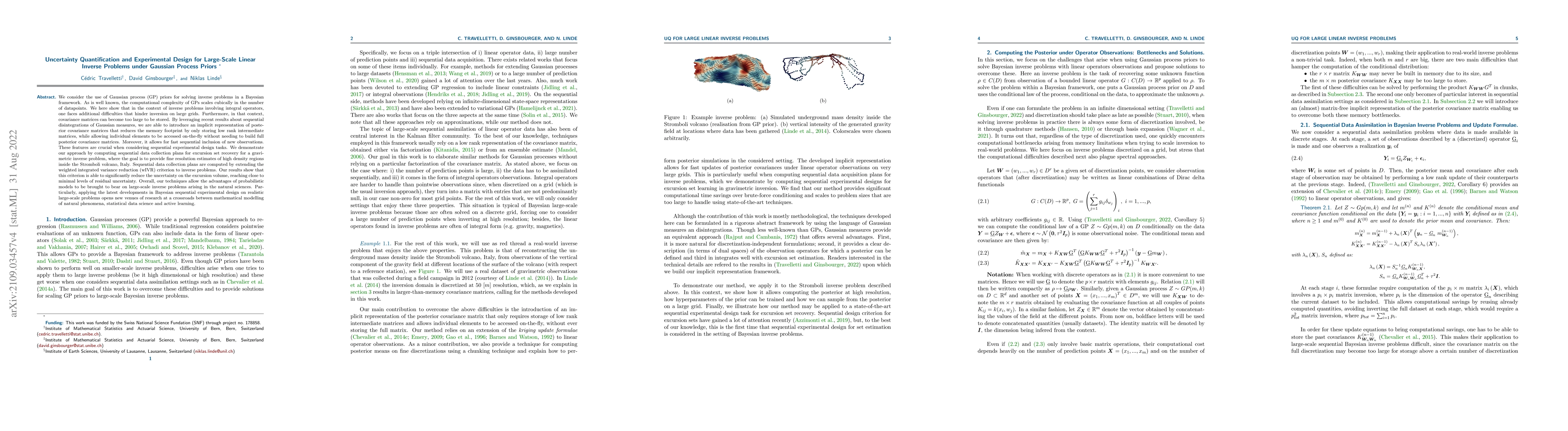 Thumbnail for Uncertainty Quantification and Experimental Design for Large-Scale
  Linear Inverse Problems under Gaussian Process Priors