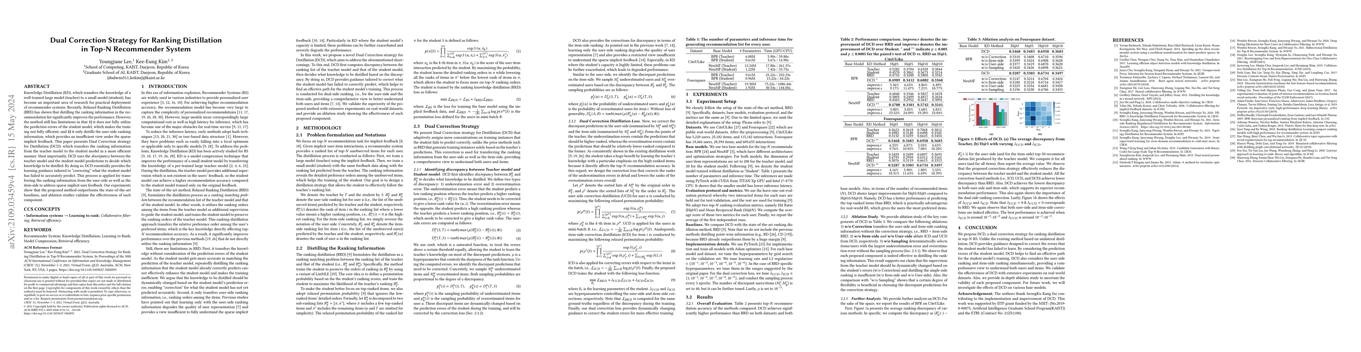 Thumbnail for Dual Correction Strategy for Ranking Distillation in Top-N Recommender
  System