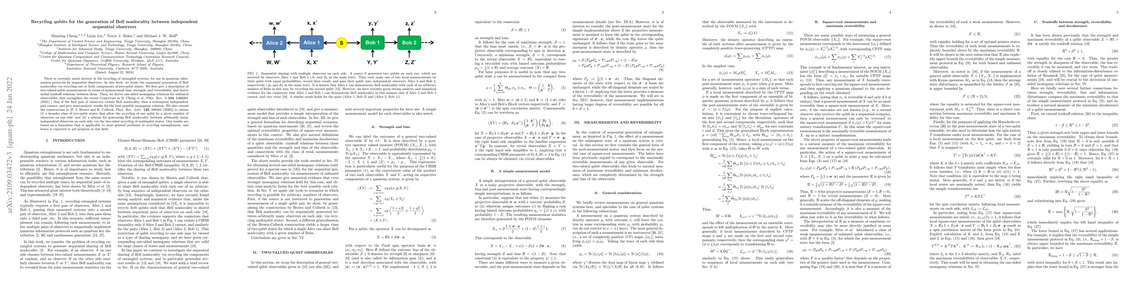 Thumbnail for Recycling qubits for the generation of Bell nonlocality between
  independent sequential observers