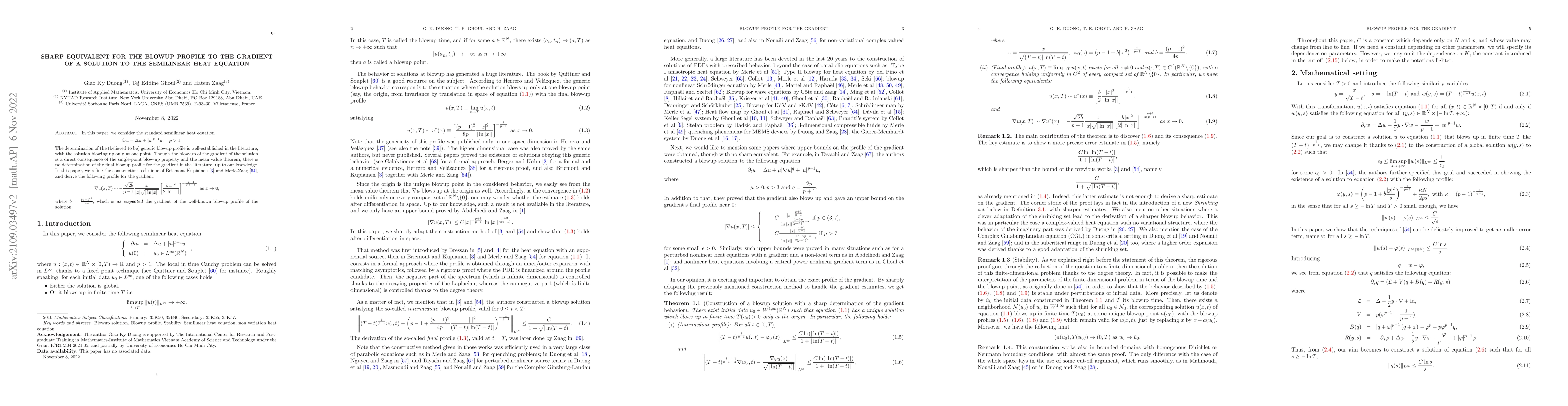 Thumbnail for Sharp equivalent for the blowup profile to the gradient of a solution to
  the semilinear heat equation