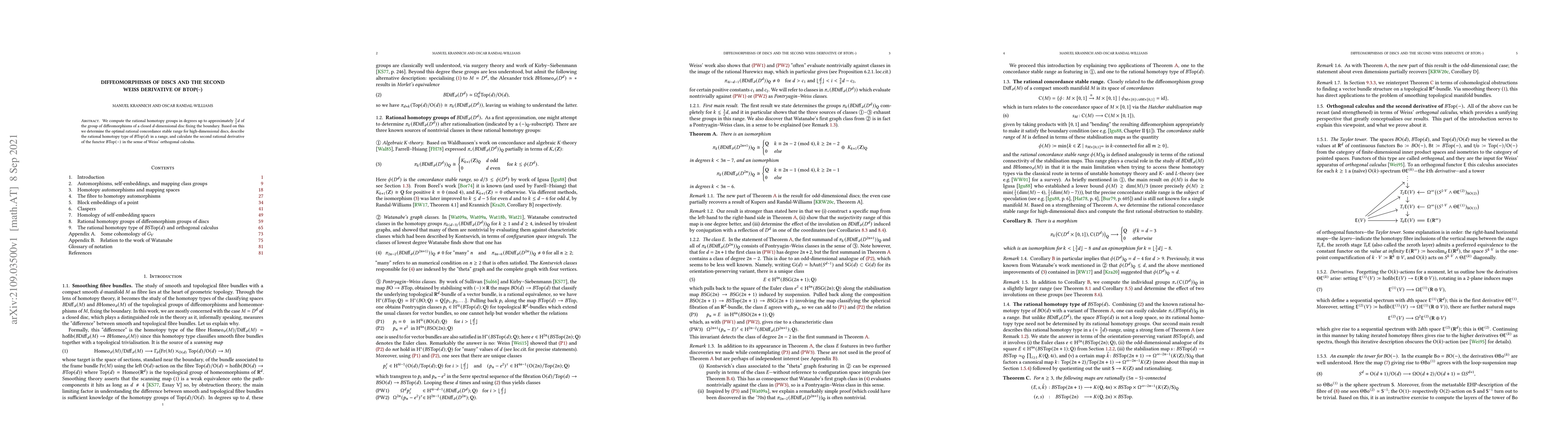 Thumbnail for Diffeomorphisms of discs and the second Weiss derivative of BTop(-)