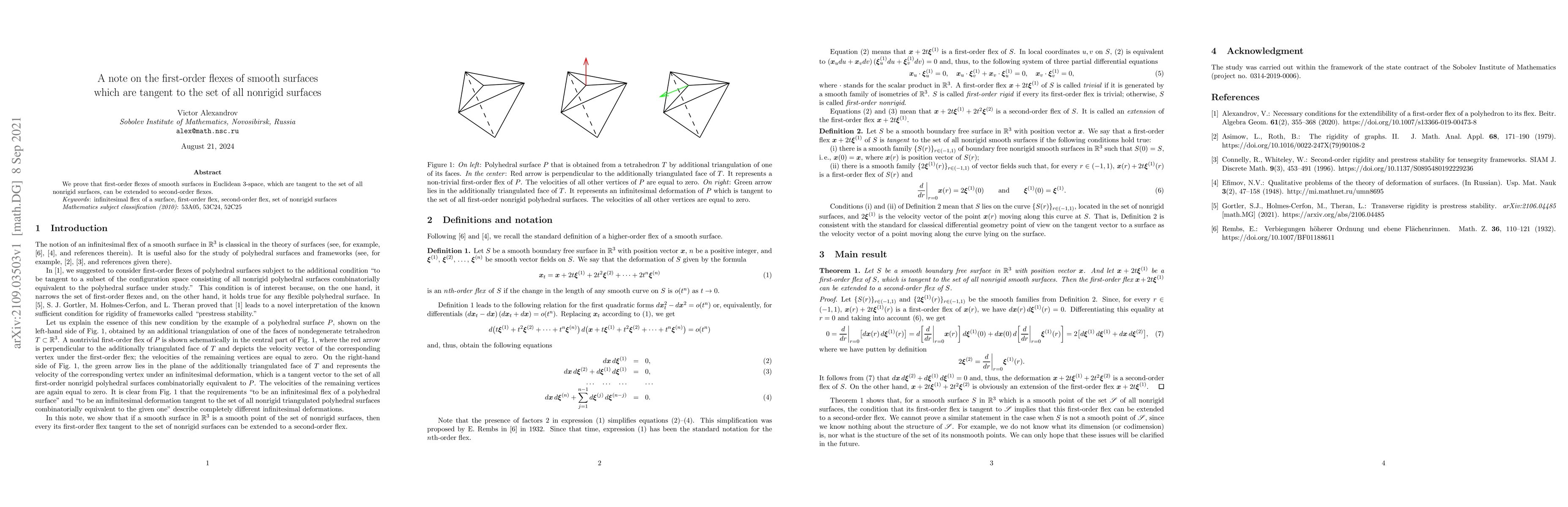 Thumbnail for A note on the first-order flexes of smooth surfaces which are tangent to
  the set of all nonrigid surfaces