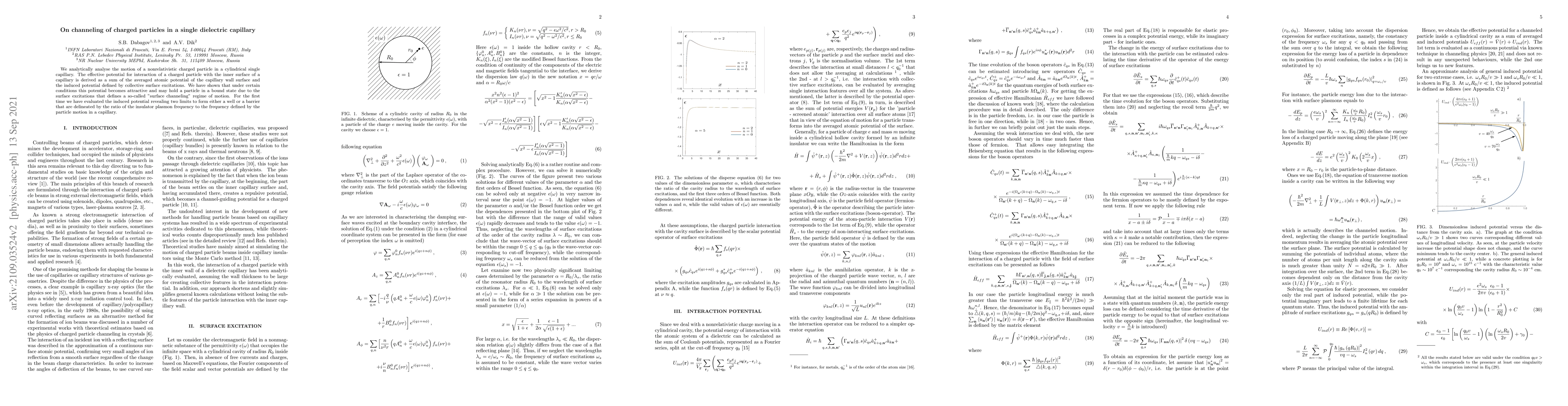 Thumbnail for On channeling of charged particles in a single dielectric capillary