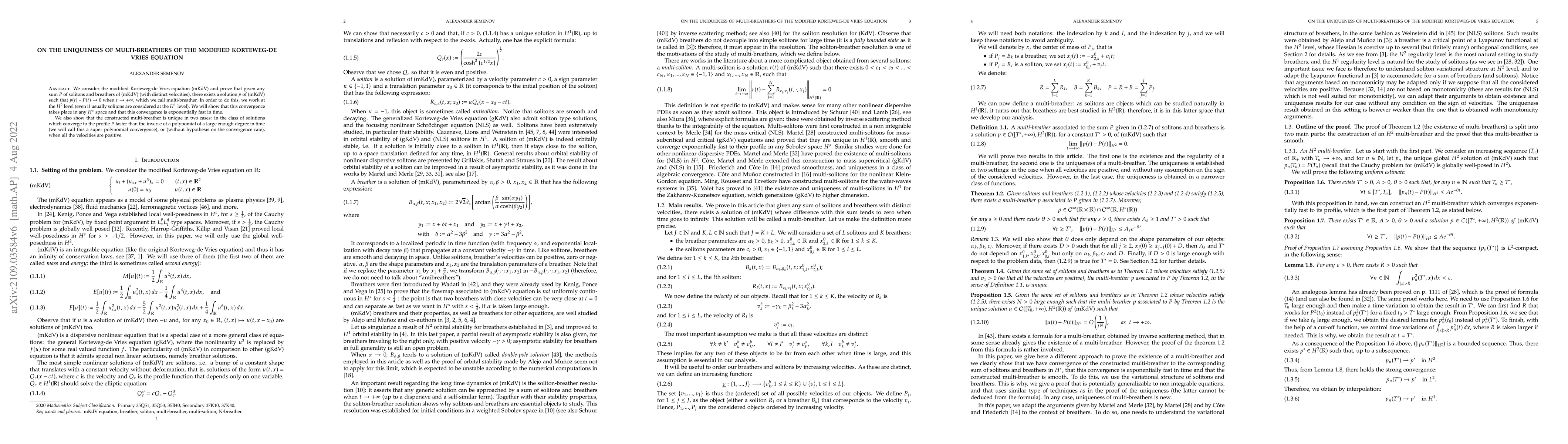 Thumbnail for On the uniqueness of multi-breathers of the modified Korteweg-de Vries
  equation