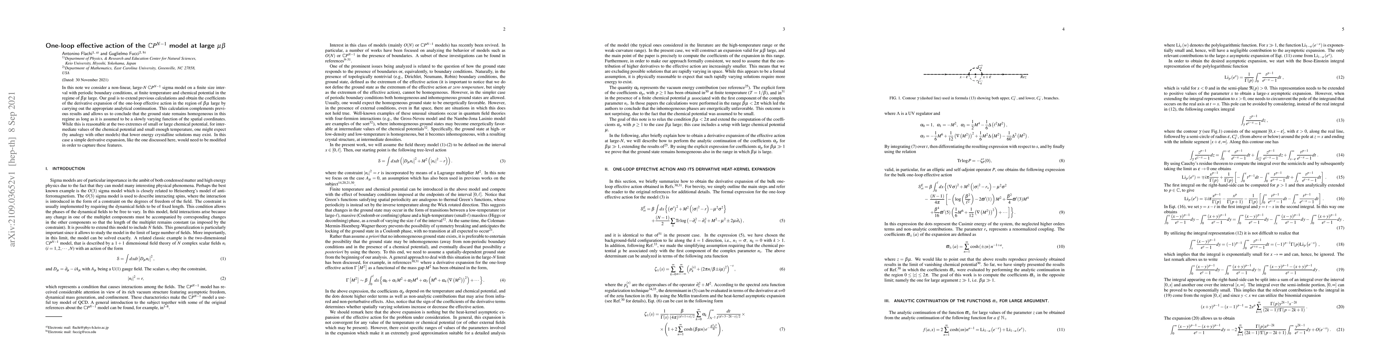 Thumbnail for One-loop effective action of the ${\mathbb C}P^{N-1}$ model at large
  $\mu\beta$