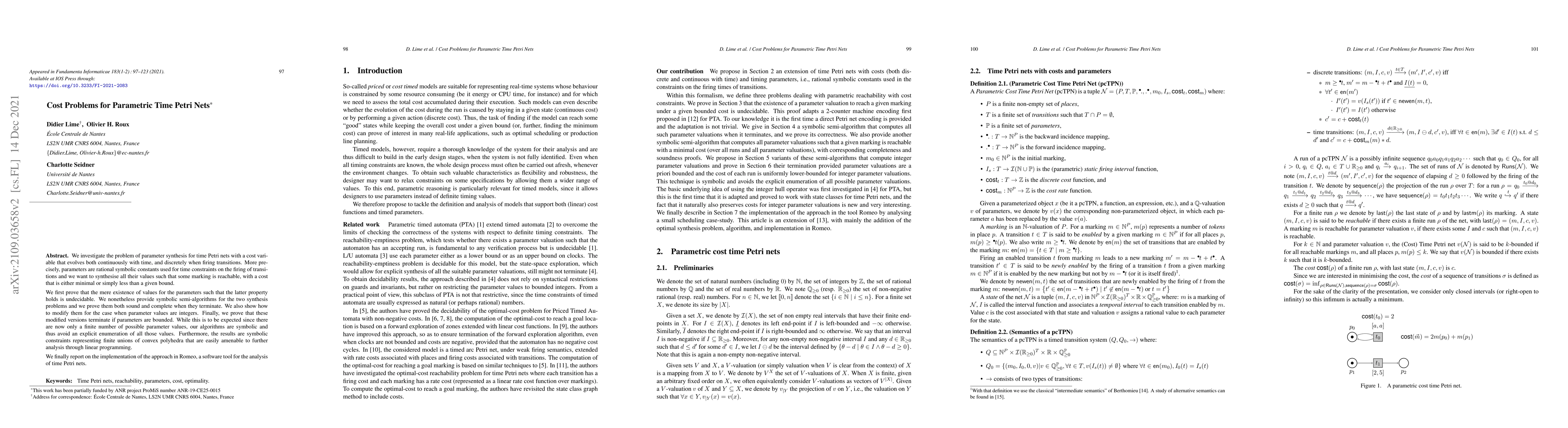 Thumbnail for Cost Problems for Parametric Time Petri Nets