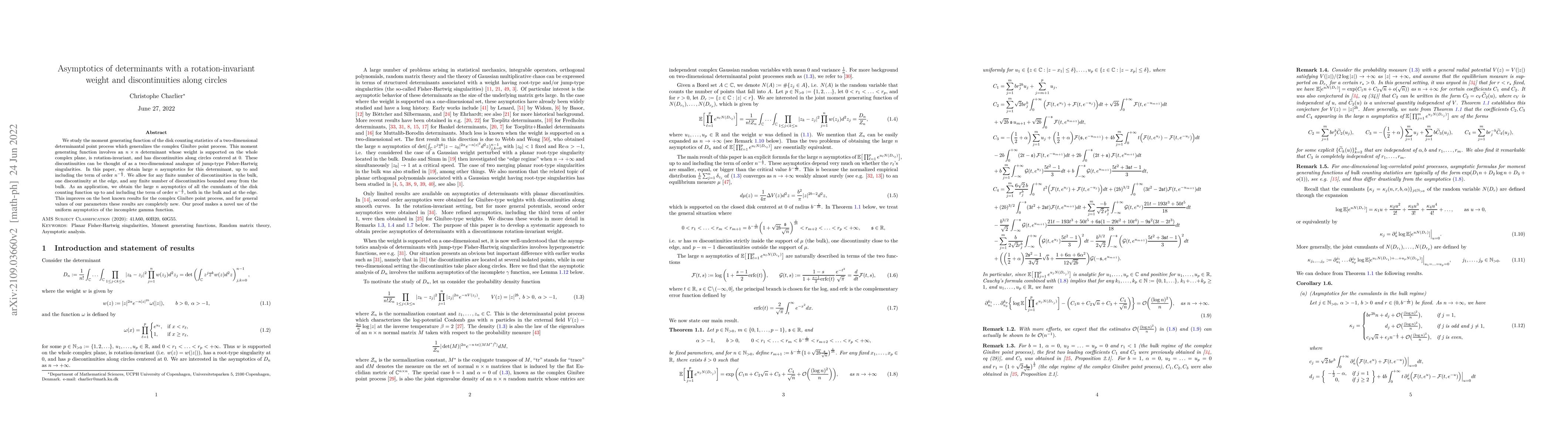 Thumbnail for Asymptotics of determinants with a rotation-invariant weight and
  discontinuities along circles