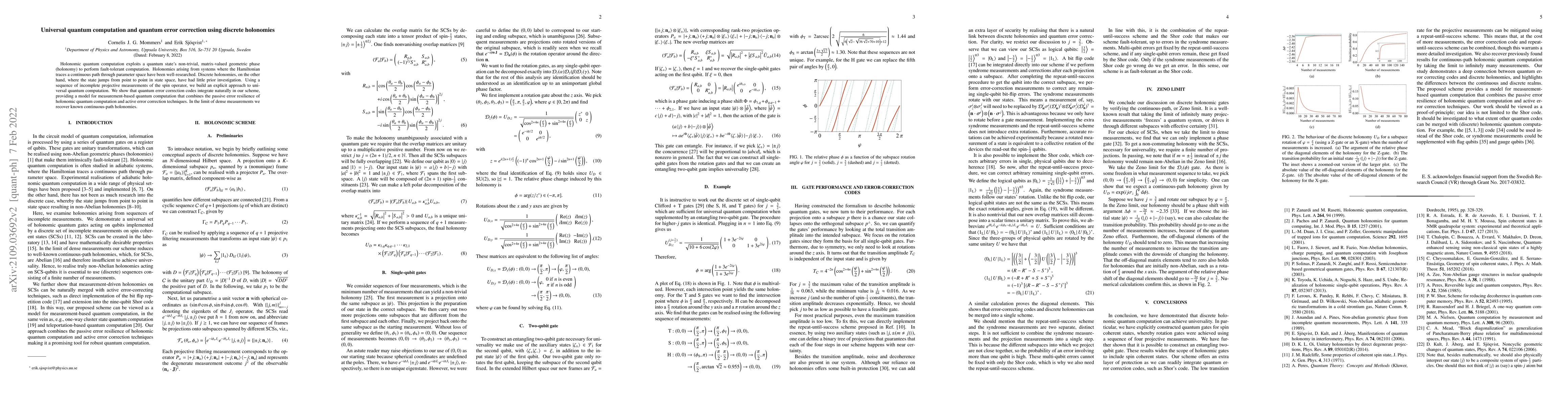 Thumbnail for Universal quantum computation and quantum error correction using
  discrete holonomies