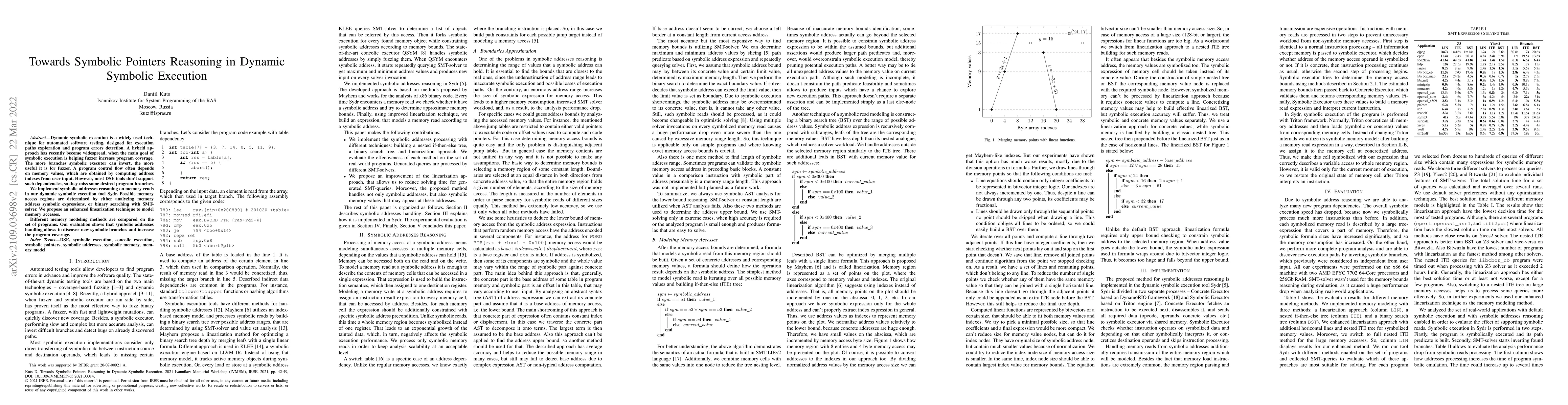 Thumbnail for Towards Symbolic Pointers Reasoning in Dynamic Symbolic Execution