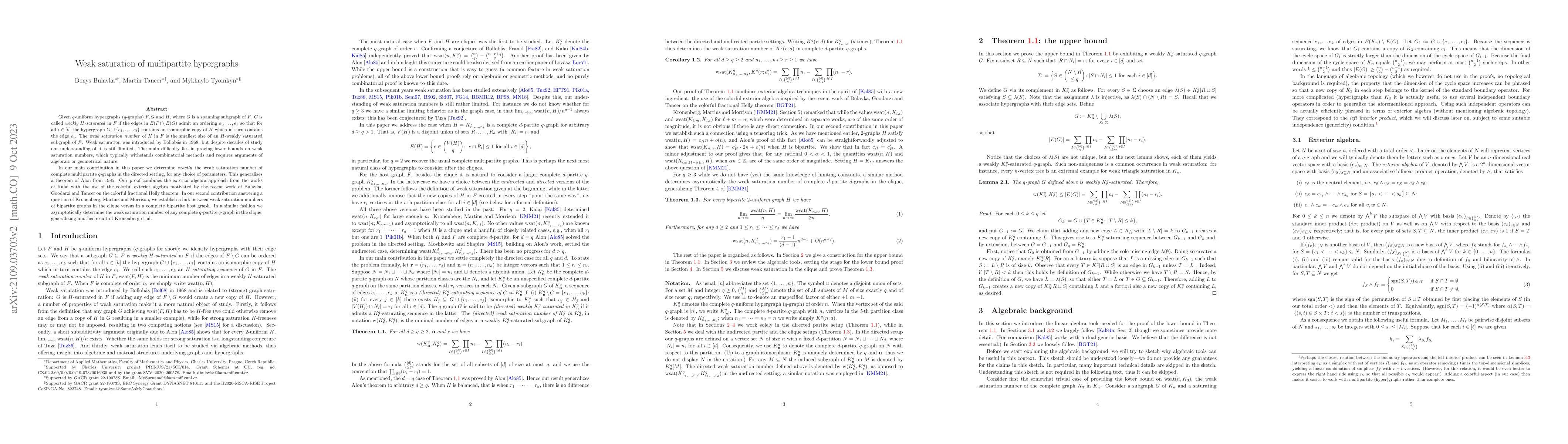 Thumbnail for Weak saturation of multipartite hypergraphs