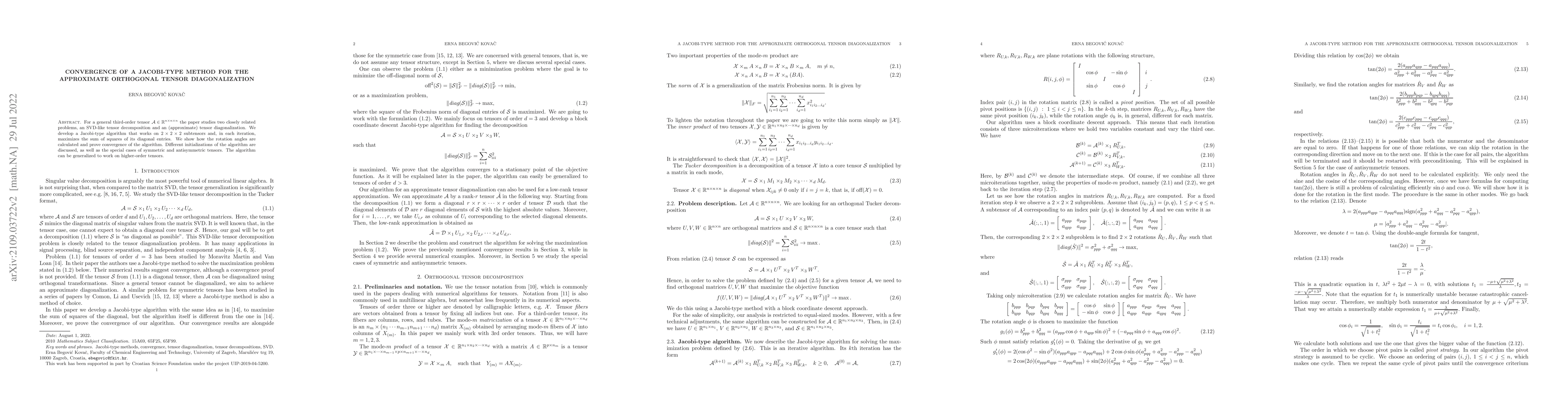 Thumbnail for Convergence of a Jacobi-type method for the approximate orthogonal
  tensor diagonalization