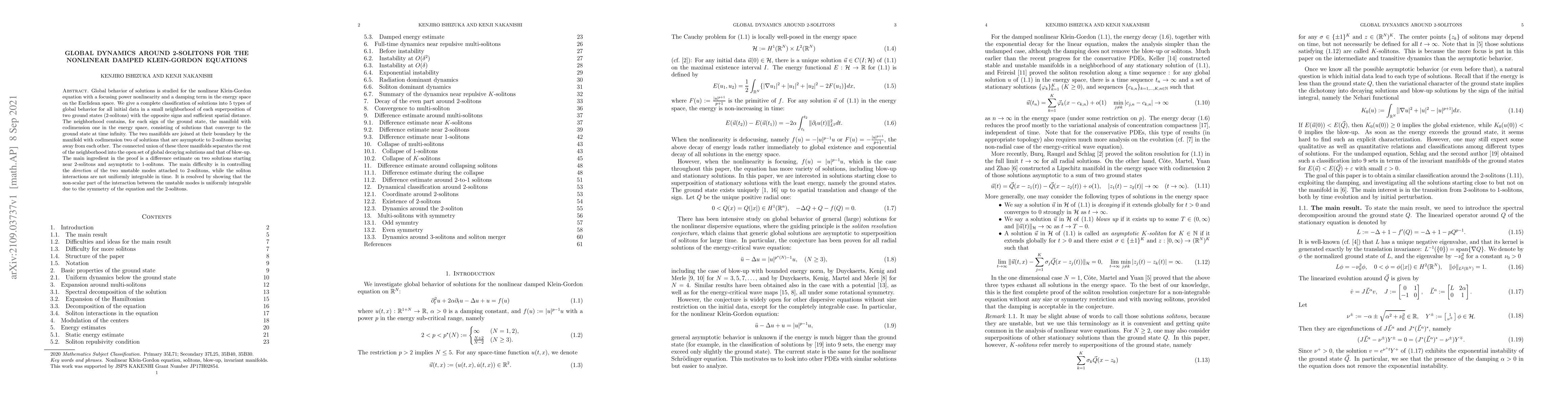 Thumbnail for Global dynamics around 2-solitons for the nonlinear damped Klein-Gordon
  equations