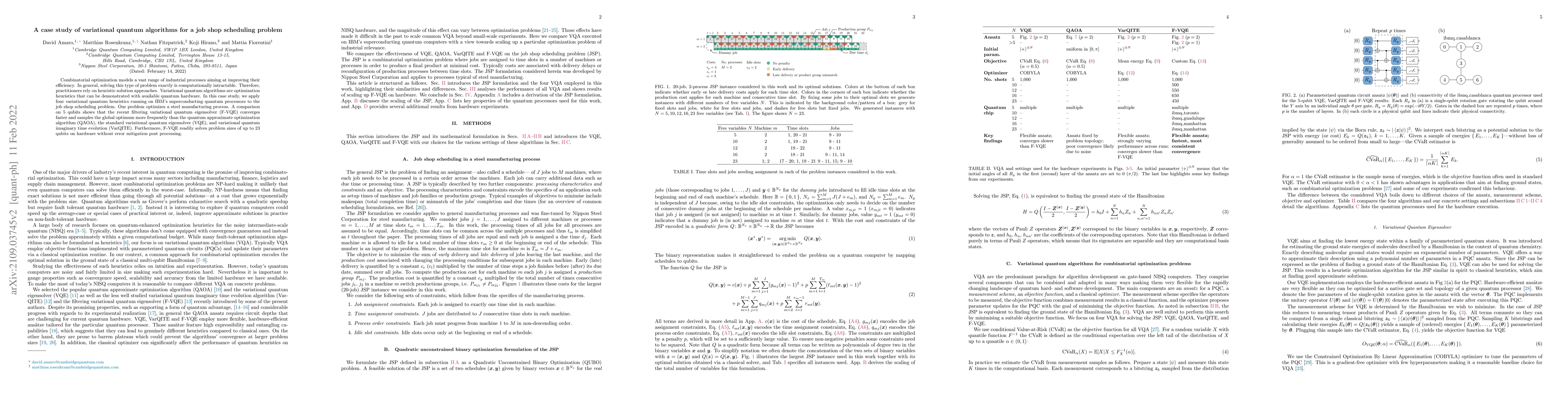 Thumbnail for A case study of variational quantum algorithms for a job shop scheduling
  problem