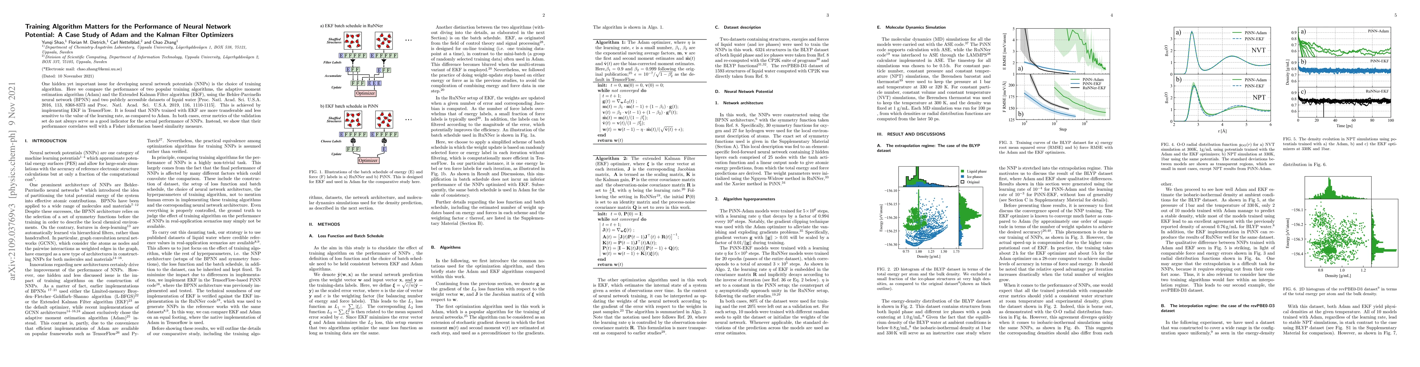 Thumbnail for Training Algorithm Matters for the Performance of Neural Network
  Potential: A Case Study of Adam and the Kalman Filter Optimizers