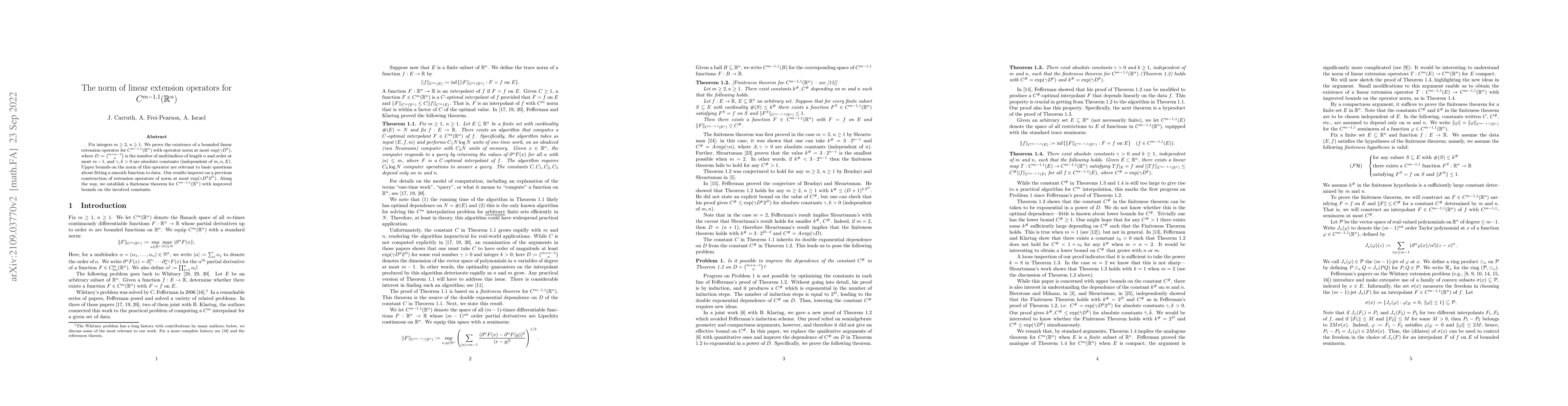 Thumbnail for The norm of linear extension operators for $C^{m-1,1}(\mathbb{R}^n)$
