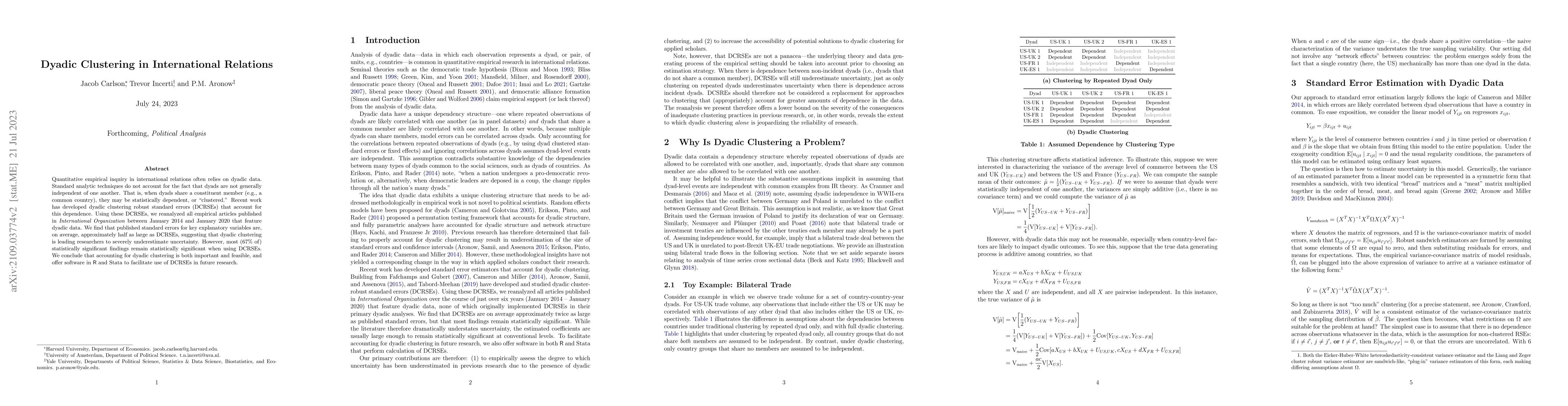 Thumbnail for Dyadic Clustering in International Relations