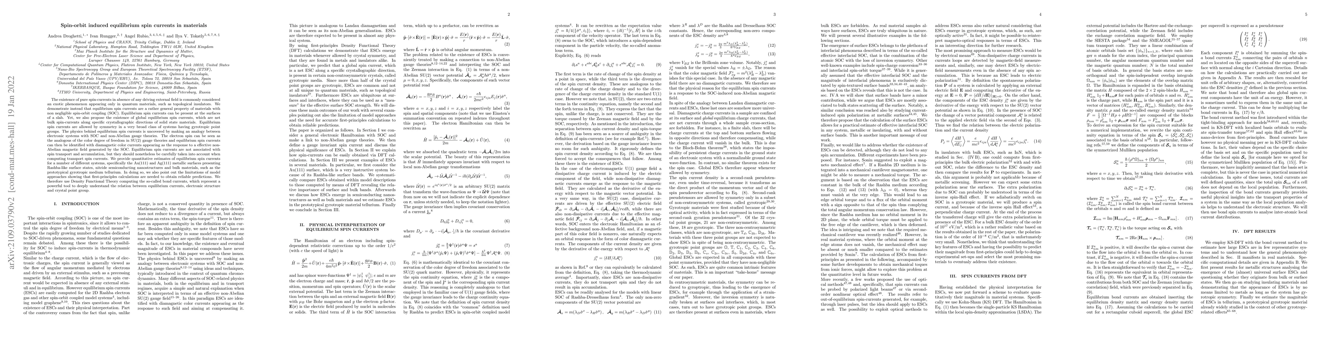 Thumbnail for Spin-orbit induced equilibrium spin currents in materials