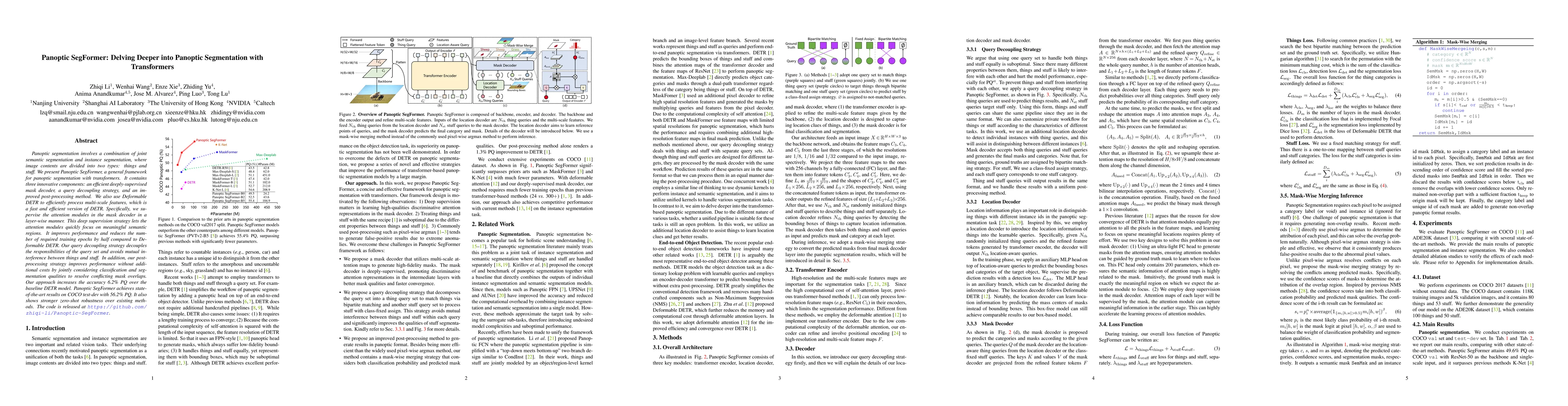 Thumbnail for Panoptic SegFormer: Delving Deeper into Panoptic Segmentation with
  Transformers