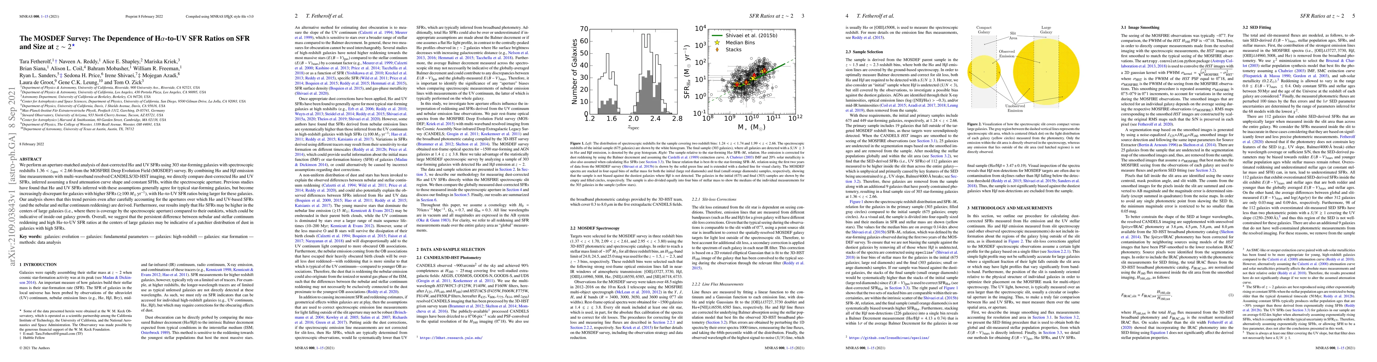 Thumbnail for The MOSDEF Survey: The Dependence of H$\alpha$-to-UV SFR Ratios on SFR
  and Size at $z\sim2$