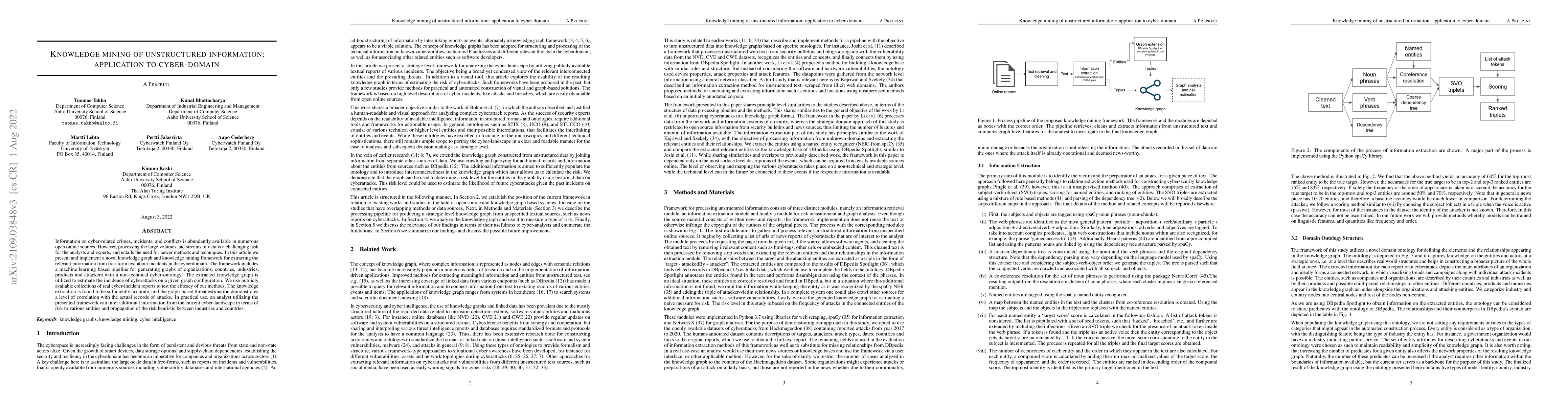 Thumbnail for Knowledge mining of unstructured information: application to
  cyber-domain