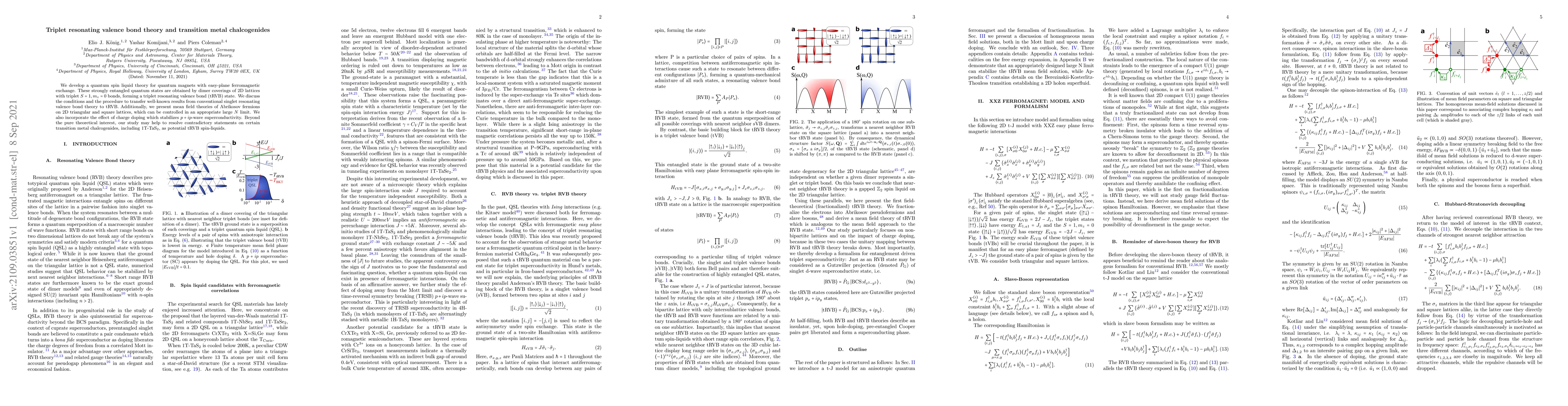 Thumbnail for Triplet resonating valence bond theory and transition metal
  chalcogenides