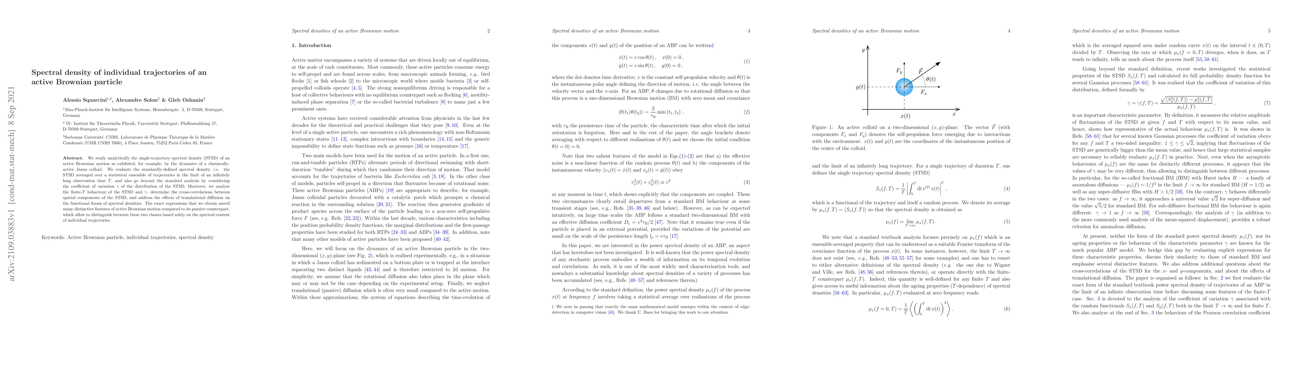 Thumbnail for Spectral density of individual trajectories of an active Brownian
  particle