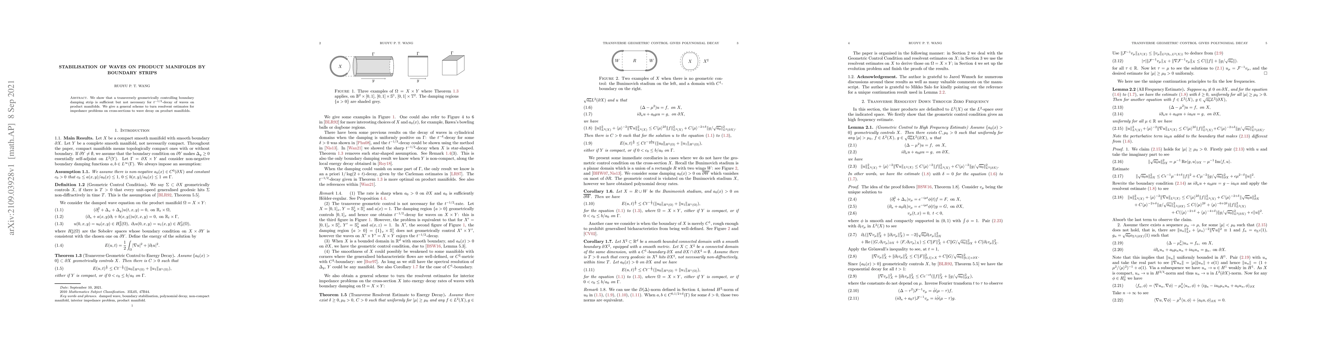 Thumbnail for Stabilisation of Waves on Product Manifolds by Boundary Strips