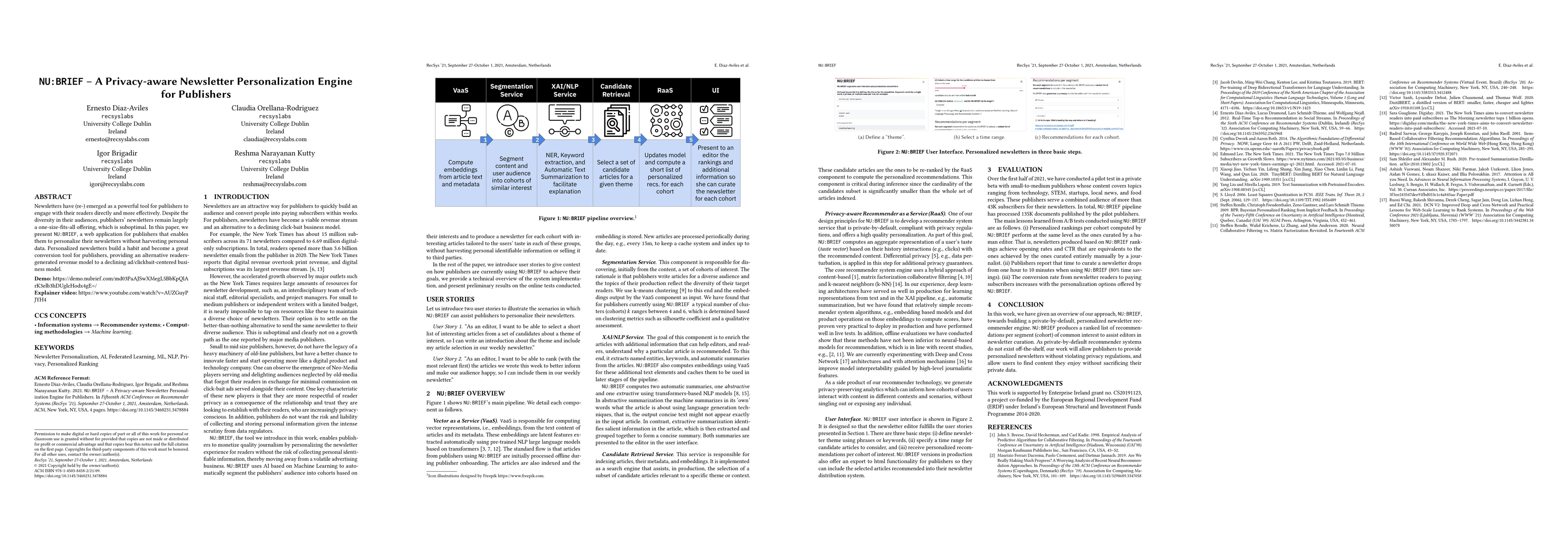 Thumbnail for NU:BRIEF -- A Privacy-aware Newsletter Personalization Engine for
  Publishers