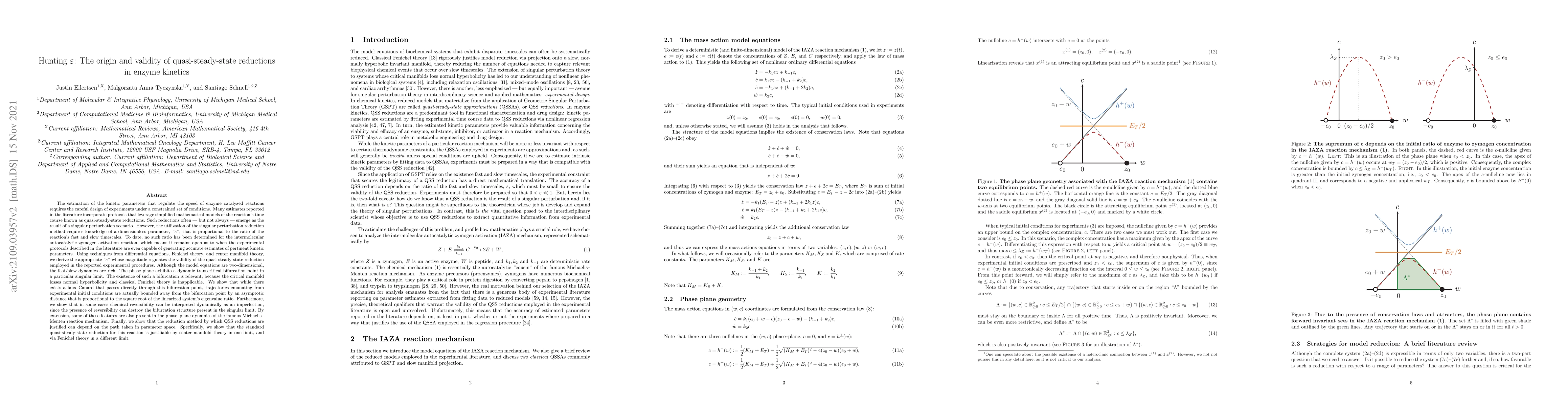 Thumbnail for Hunting $\varepsilon$: The origin and validity of quasi-steady-state
  reductions in enzyme kinetics
