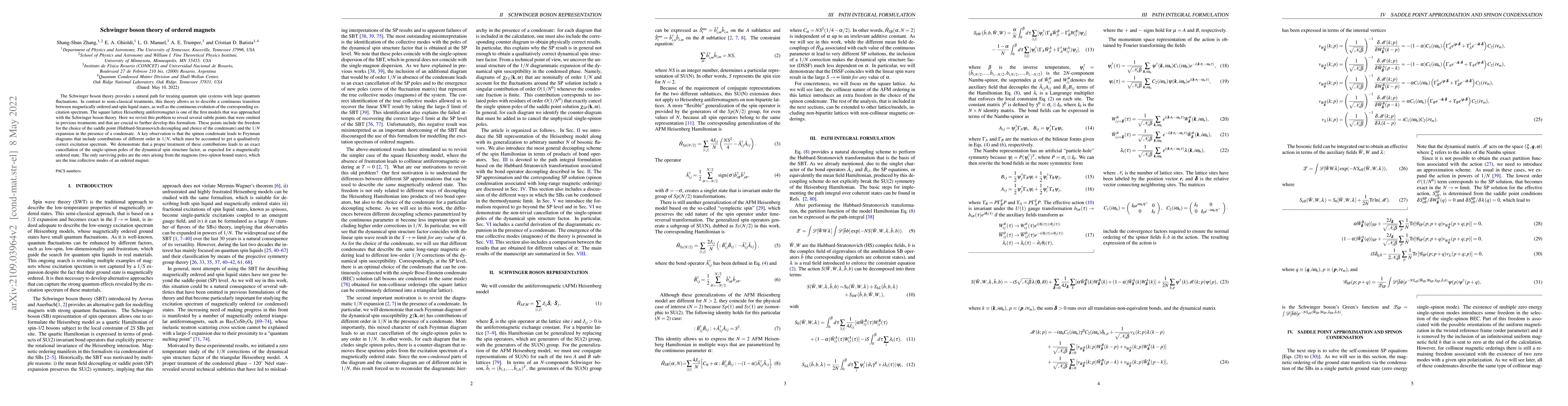 Thumbnail for Schwinger boson theory of ordered magnets