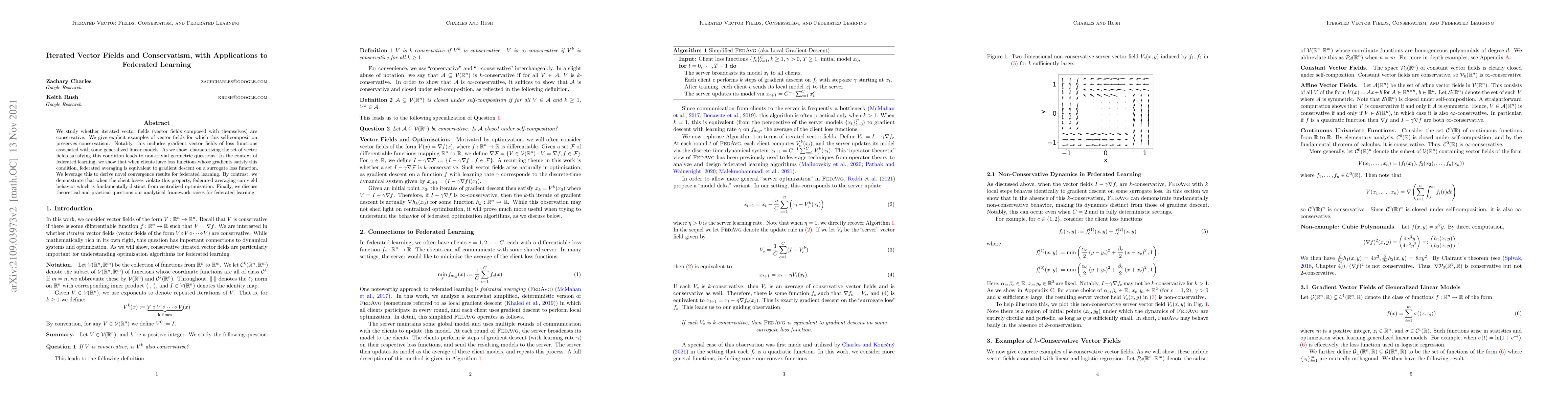 Thumbnail for Iterated Vector Fields and Conservatism, with Applications to Federated
  Learning