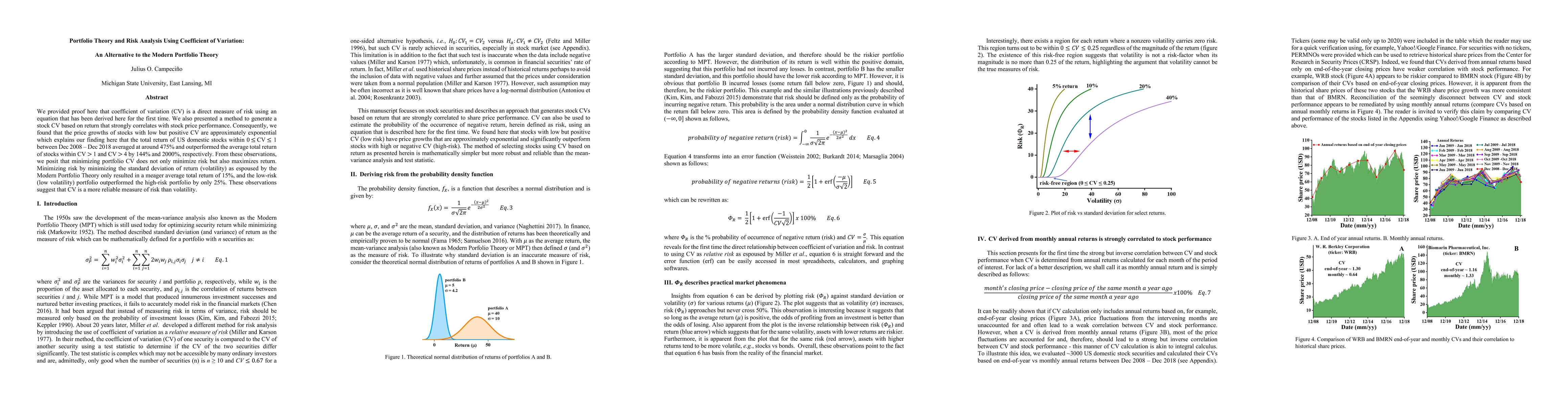 Thumbnail for Portfolio Theory and Security Investment Risk Analysis Using Coefficient
  of Variation: An Alternative to Mean-Variance Analysis