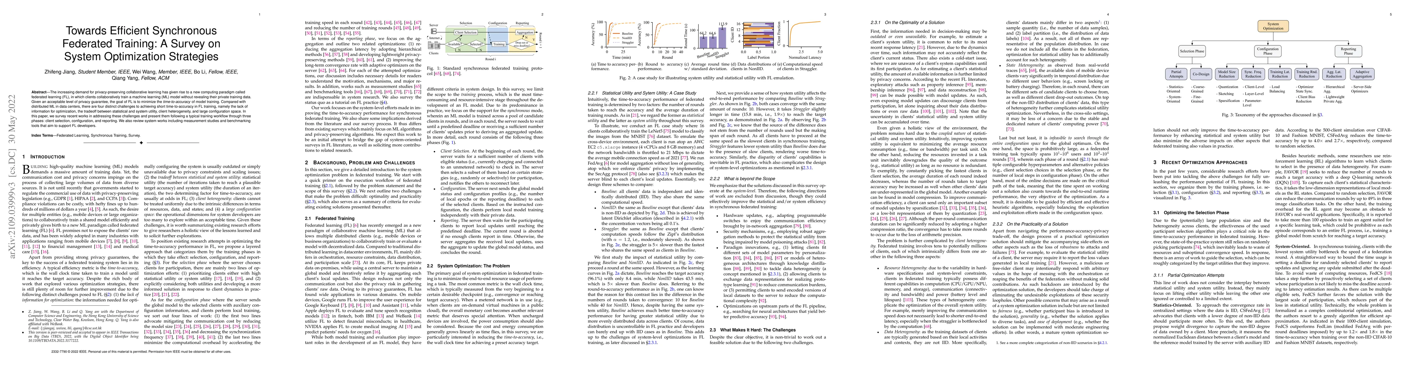 Thumbnail for Towards Efficient Synchronous Federated Training: A Survey on System
  Optimization Strategies