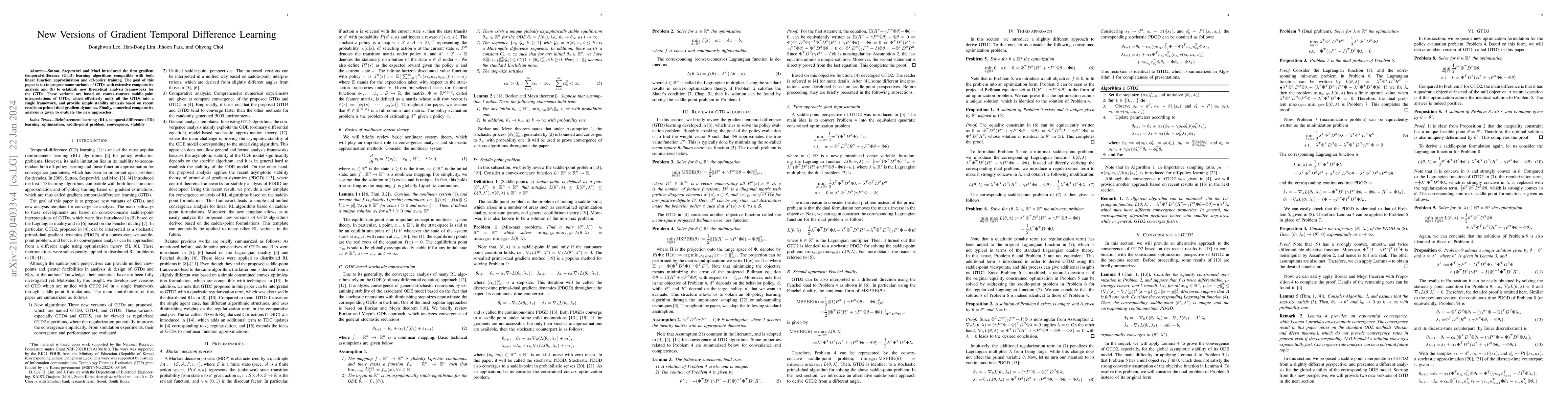 Thumbnail for New Versions of Gradient Temporal Difference Learning