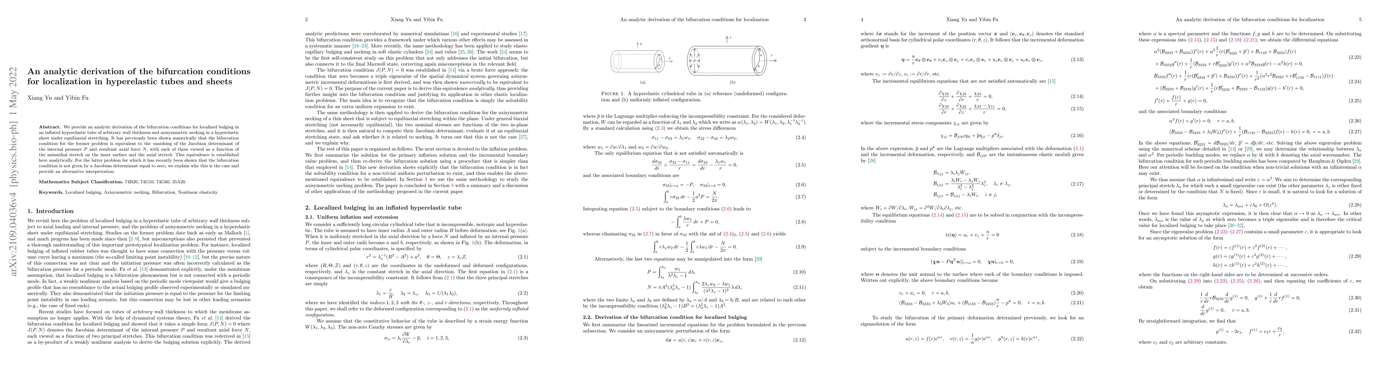 Thumbnail for An analytic derivation of the bifurcation conditions for localization in
  hyperelastic tubes and sheets
