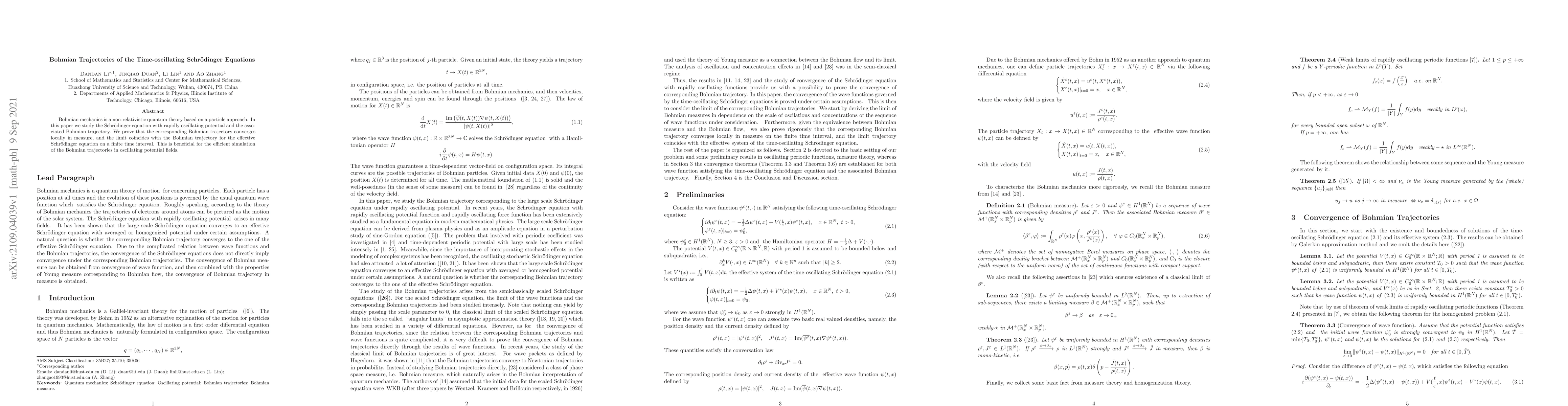 Thumbnail for Bohmian Trajectories of the Time-oscillating Schr\"odinger Equations