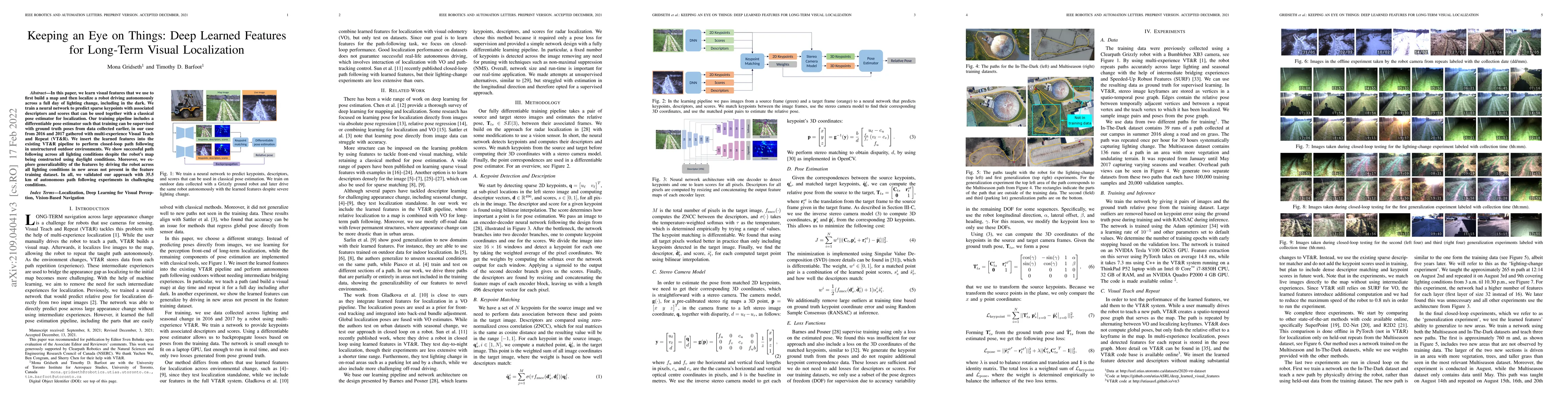 Thumbnail for Keeping an Eye on Things: Deep Learned Features for Long-Term Visual
  Localization