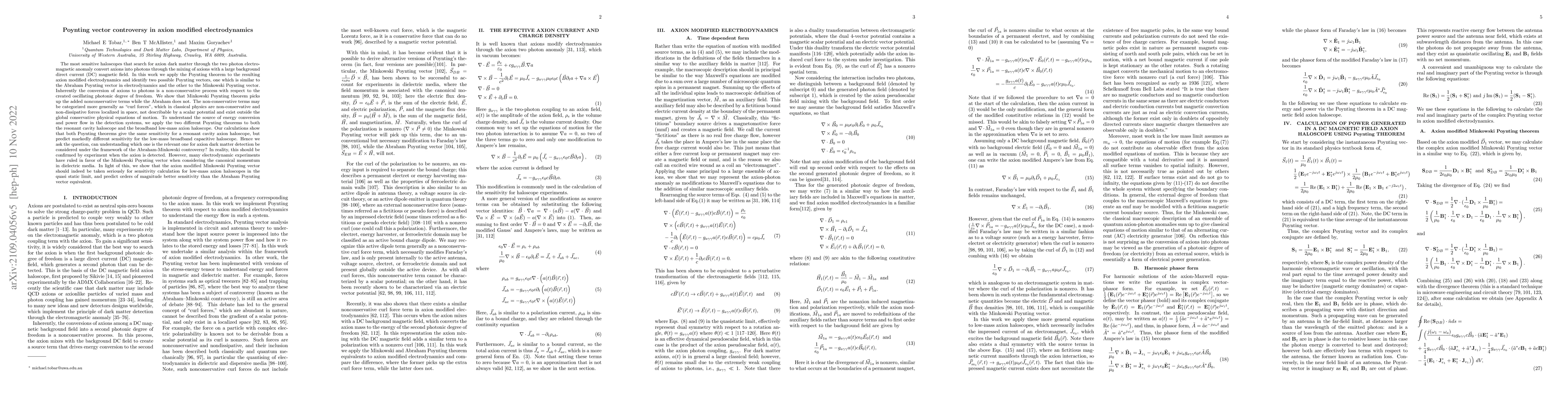 Thumbnail for Poynting vector controversy in axion modified electrodynamics