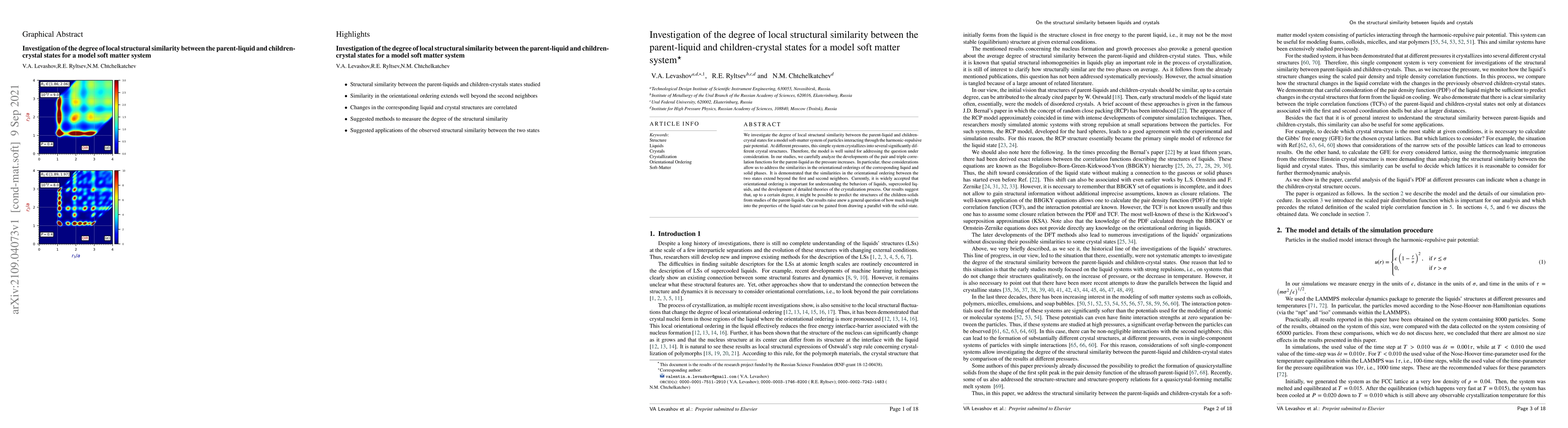 Thumbnail for Investigation of the degree of local structural similarity between the
  parent-liquid and children-crystal states for a model soft matter system