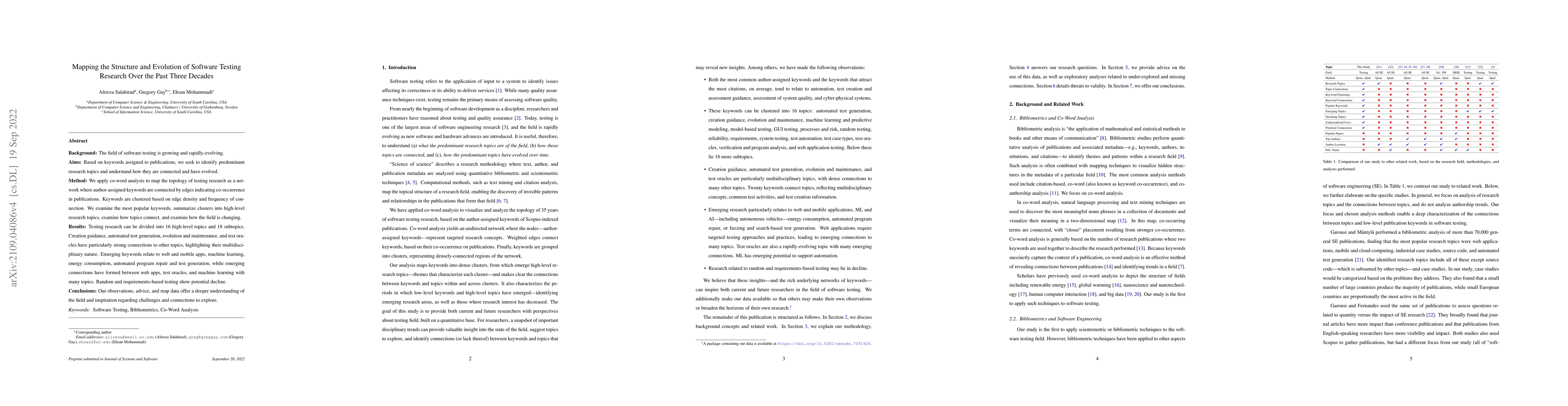 Thumbnail for Mapping the Structure and Evolution of Software Testing Research Over
  the Past Three Decades