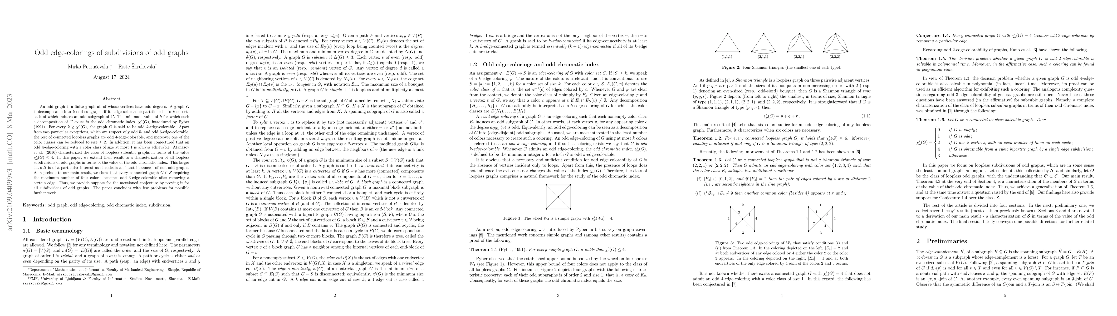 Thumbnail for Odd edge-colorings of subdivisions of odd graphs