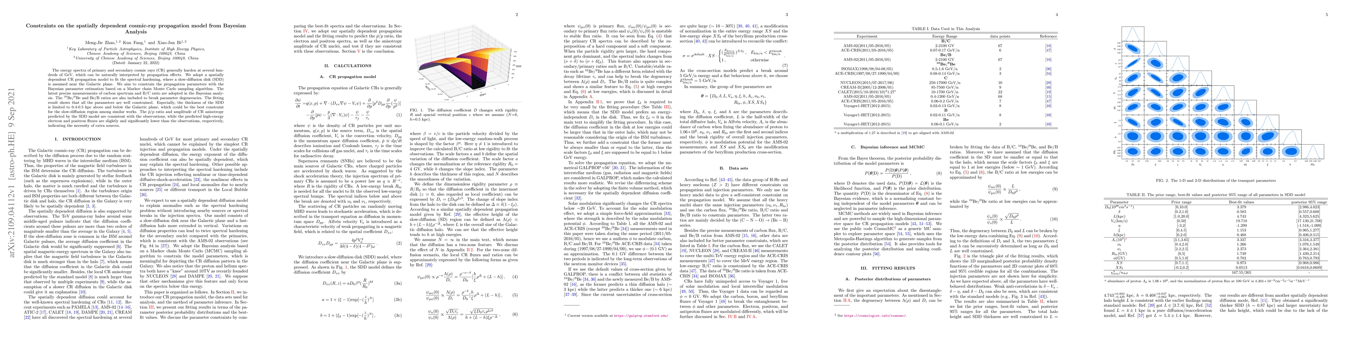 Thumbnail for Constraints on the spatially dependent cosmic-ray propagation model from
  Bayesian Analysis