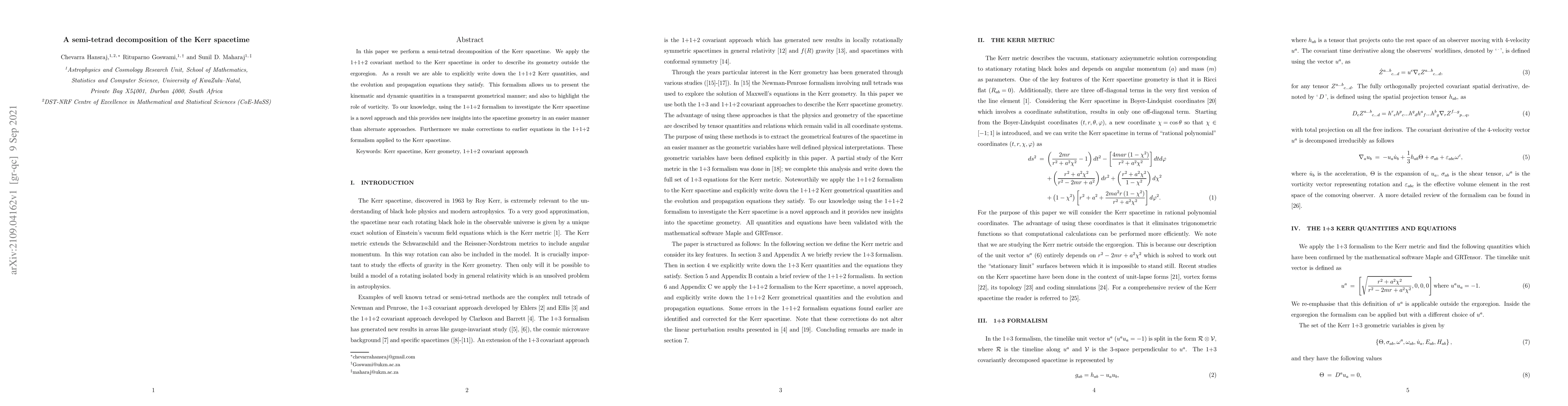 Thumbnail for A semi-tetrad decomposition of the Kerr spacetime
