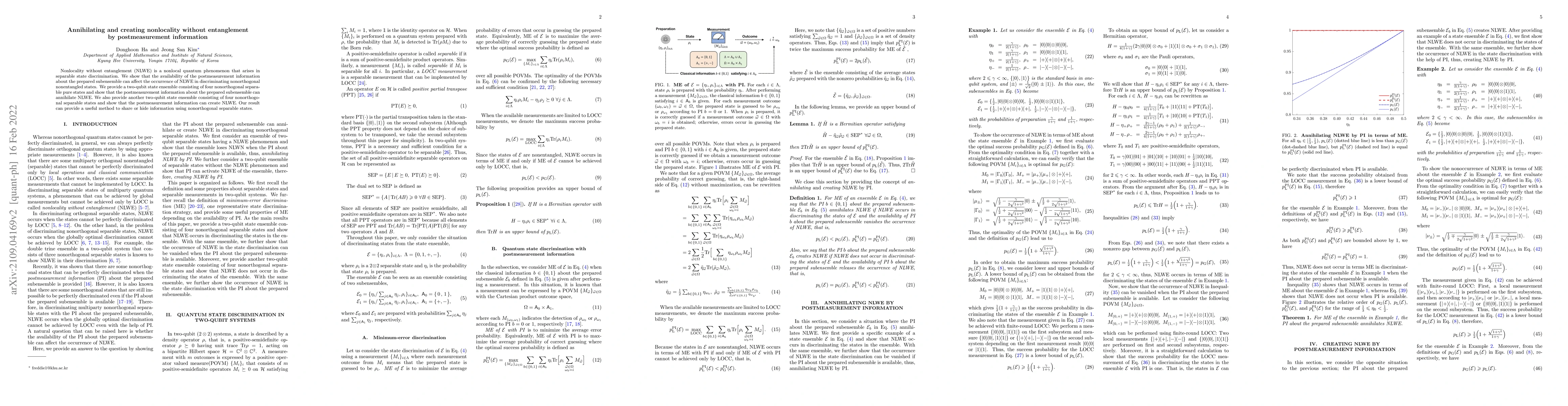 Thumbnail for Annihilating and creating nonlocality without entanglement by
  postmeasurement information