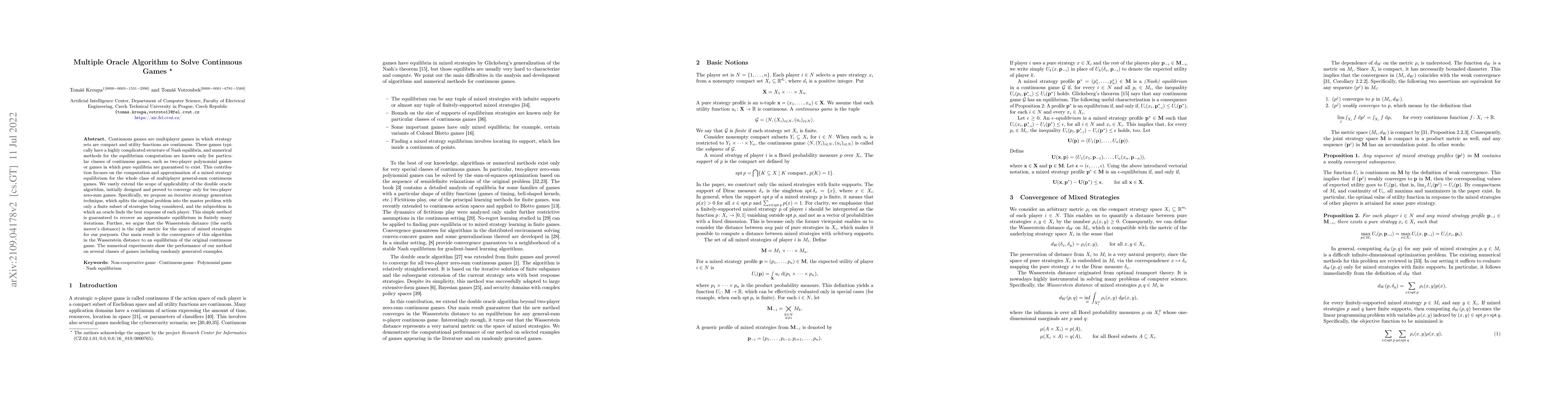 Thumbnail for Multiple Oracle Algorithm to Solve Continuous Games