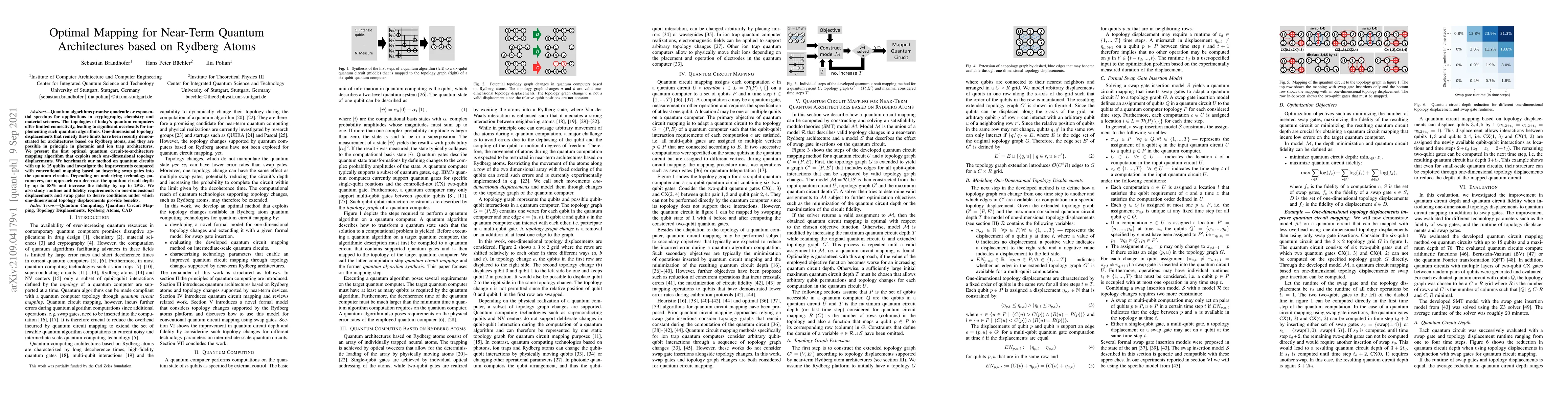 Thumbnail for Optimal Mapping for Near-Term Quantum Architectures based on Rydberg
  Atoms
