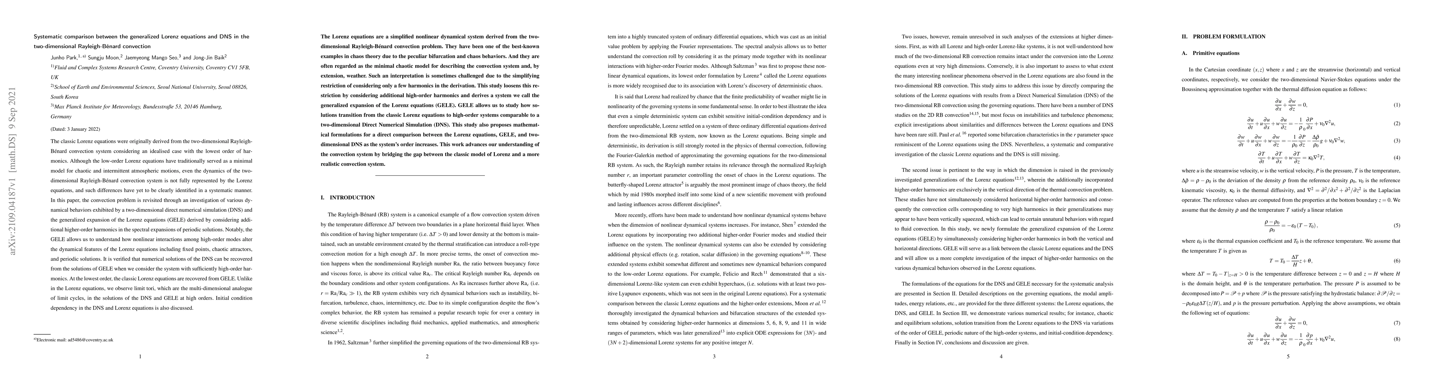 Thumbnail for Systematic comparison between the generalized Lorenz equations and DNS
  in the two-dimensional Rayleigh-B\'enard convection