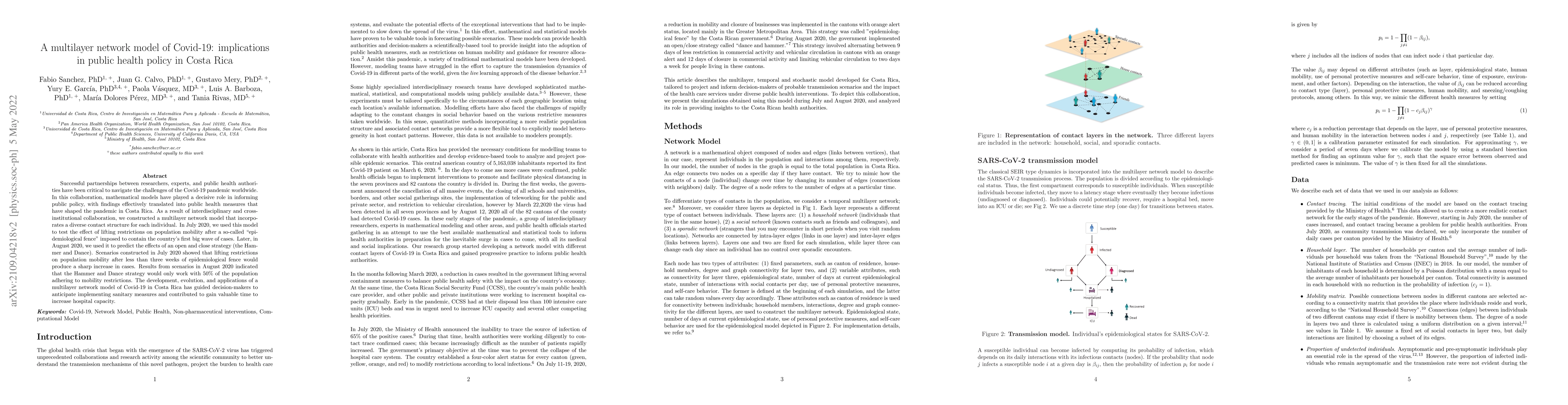 Thumbnail for A multilayer network model of Covid-19: implications in public health
  policy in Costa Rica