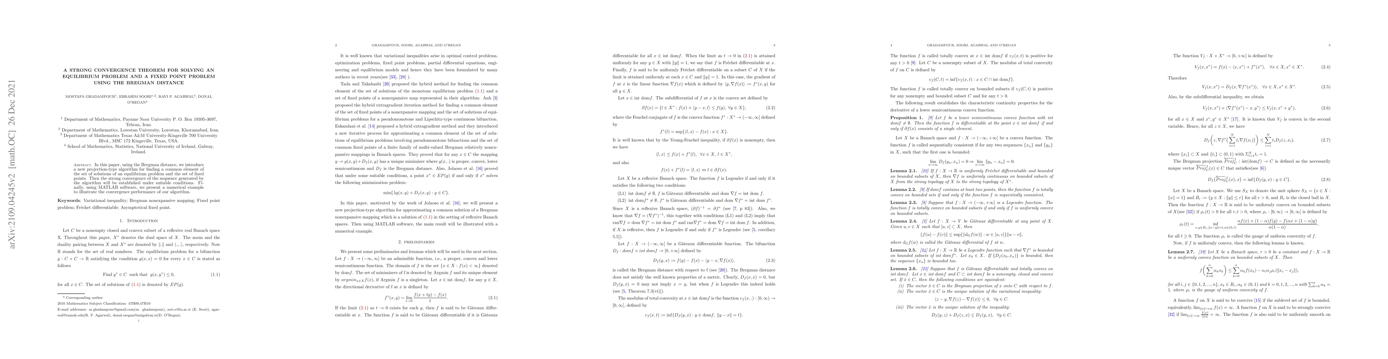 Thumbnail for A strong convergence theorem for solving an equilibrium problem and a
  fixed point problem using the Bregman distance