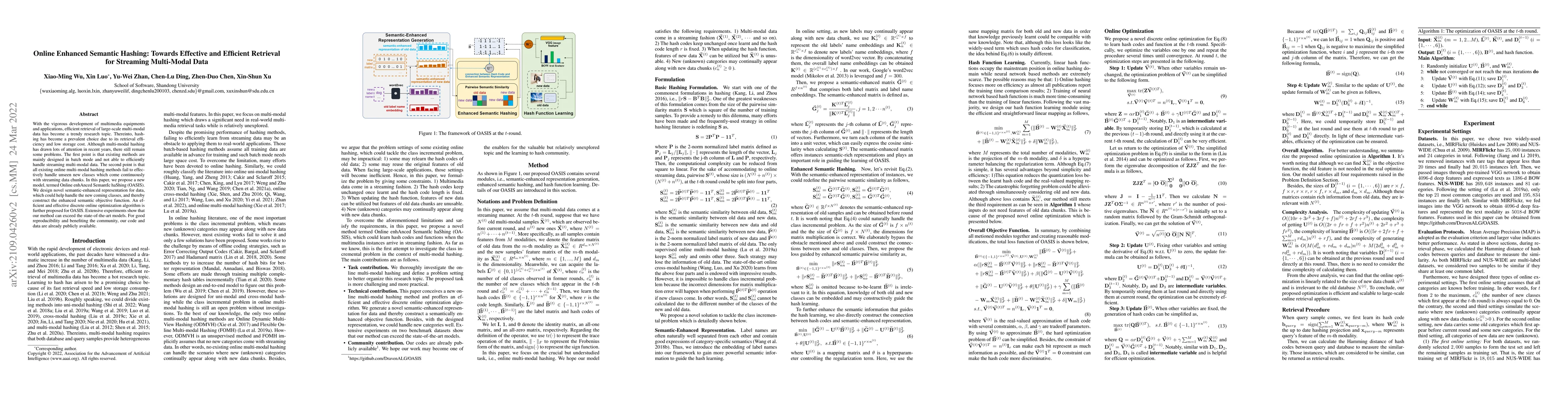 Thumbnail for Online Enhanced Semantic Hashing: Towards Effective and Efficient
  Retrieval for Streaming Multi-Modal Data